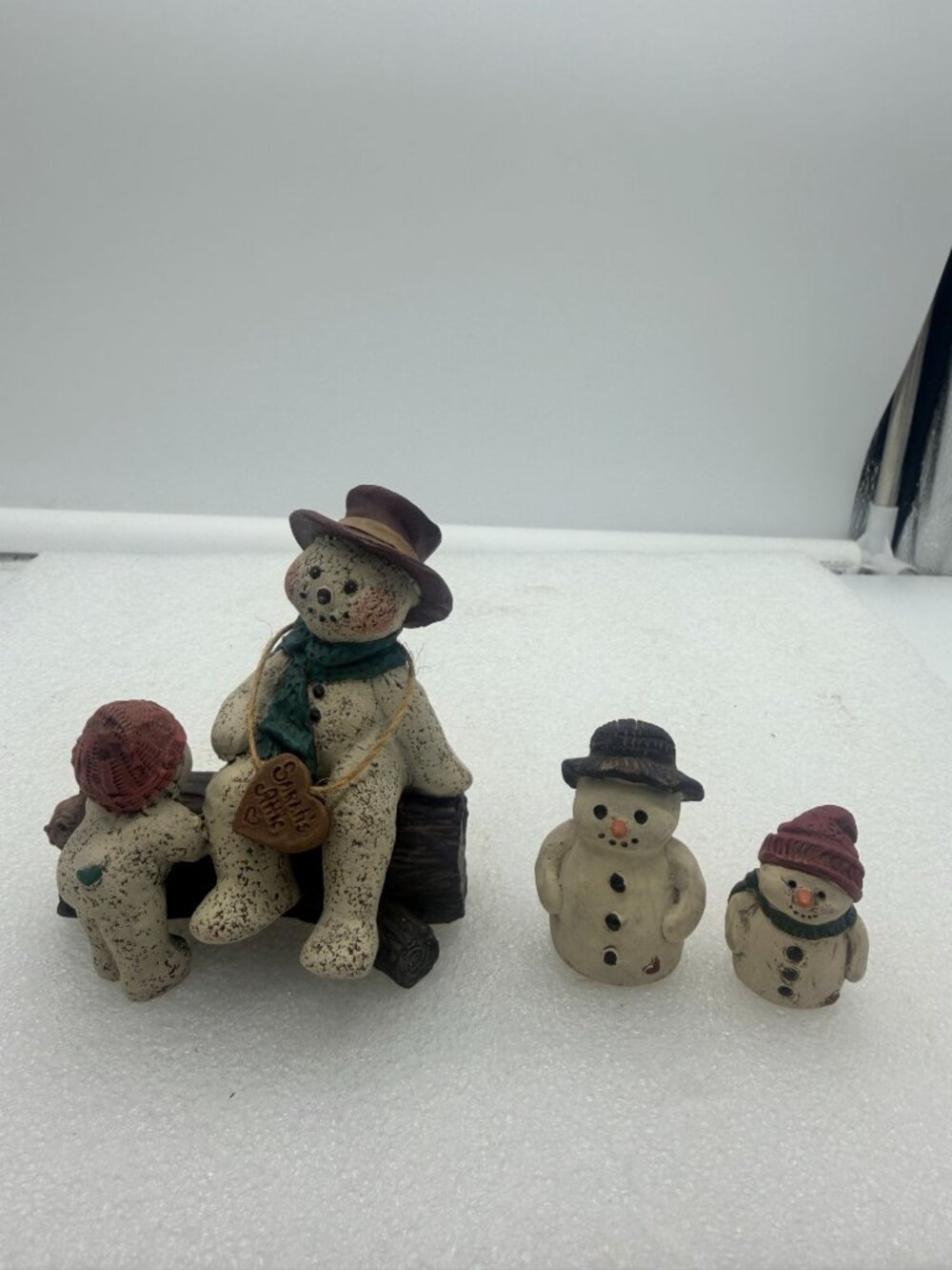 Set of Three Sarah's Attic Snowman Figurines Limited Edition Vintage